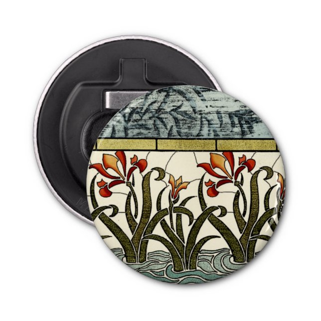 Décapsuleur Fleurs en verre tendu avec bordure en tan (Devant)