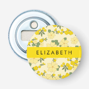 Décapsuleur Fleurs Jaunes, Motif De Fleurs, Votre Nom