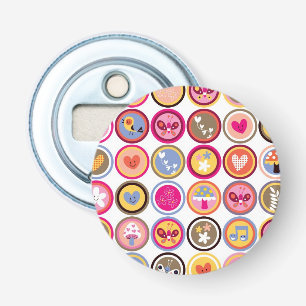 Décapsuleur fleurs mignonnes, oiseaux, motif de coeurs