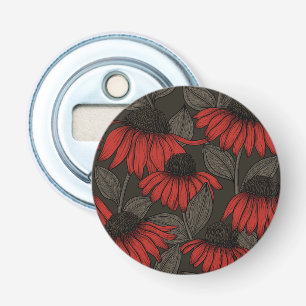 Décapsuleur Fleurs rouges sur marron