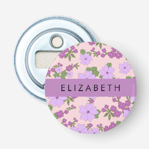 Décapsuleur Fleurs Violettes, Motif De Fleurs, Votre Nom