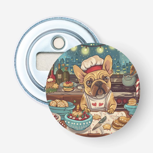Décapsuleur French Bulldog Holiday Baking : Noël festif (Devant)