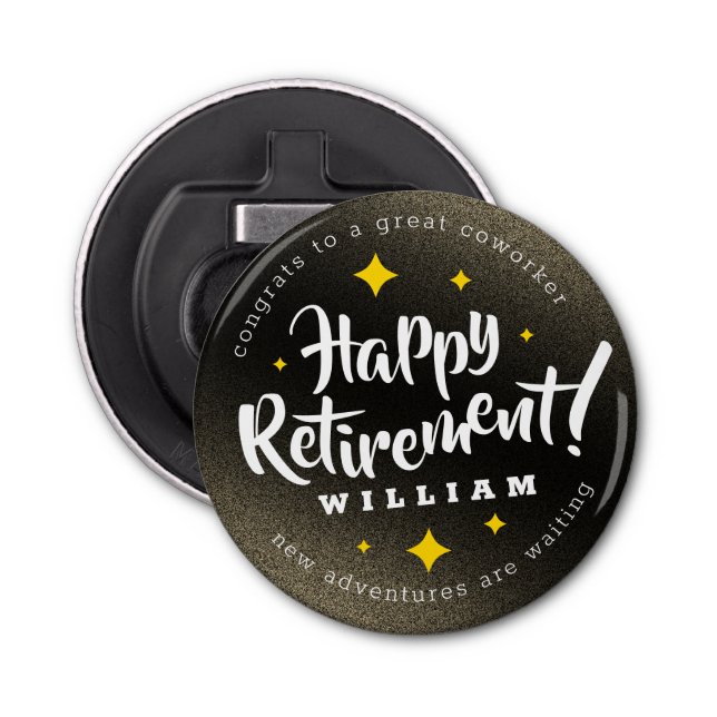 Décapsuleur Fun Gold Glitter Stars Retirement New Adventures (Devant)