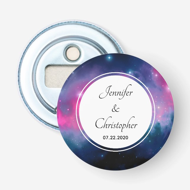 Décapsuleur Galaxie rose et bleu Nebula & Etoiles Mariage Abst (Devant)