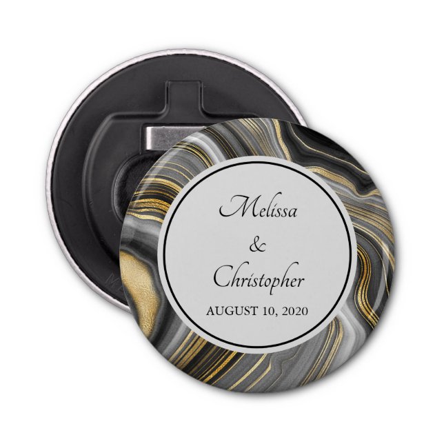 Décapsuleur Géode moderne Gold & Grey Agate (Devant)