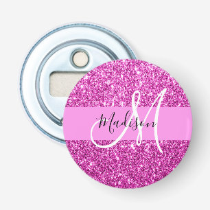 Décapsuleur Glamour Rose & Magenta Paillettes Étincelles Monog