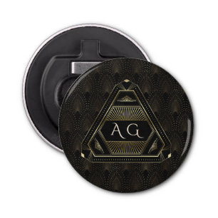 Décapsuleur Gold Black Great Gatsby Art Déco 20s Monogramme