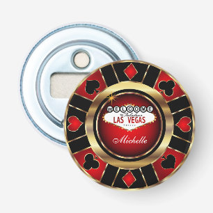 Décapsuleur Gold et Red Poker Chip Design - Personnaliser