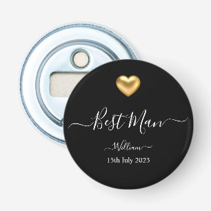 Décapsuleur Gold Heart Groomsman Mariage Bottle Opener