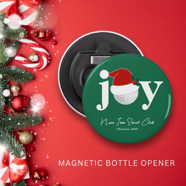 Décapsuleur Golf Club Christmas Party Favor Joy Modern Green (Festive golf party favor with modern flair 🎁
Personalize with your name or event.)