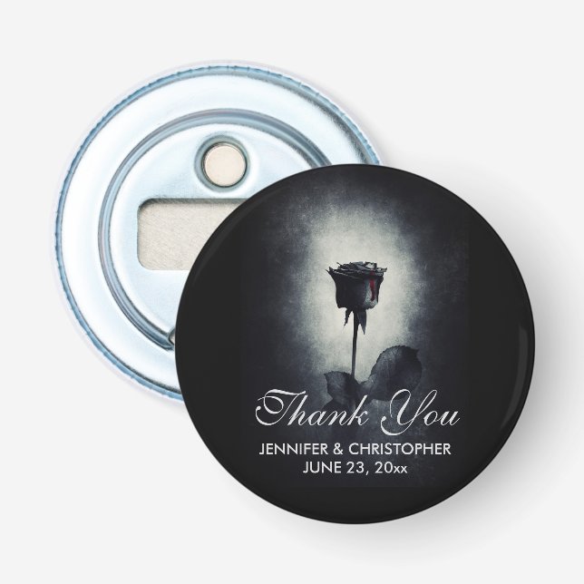 Décapsuleur Goth Rose noir goutte de sang Mariage Macabre (Devant)