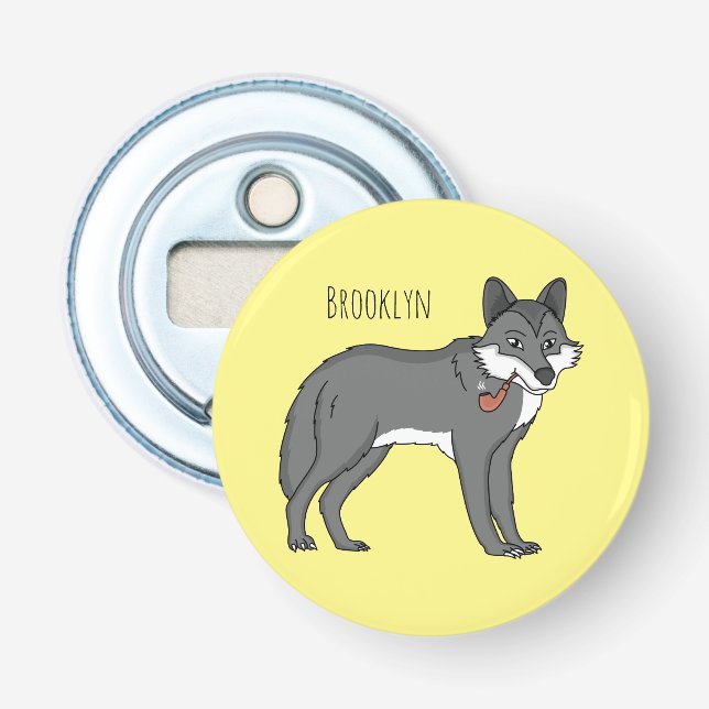 Décapsuleur Gray wolf with pipe cartoon (Devant)