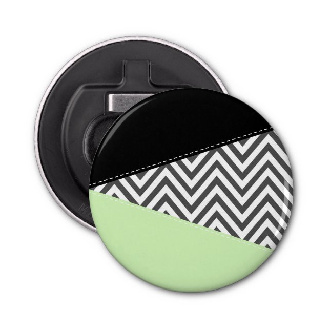Décapsuleur Gray Zigzag, Gray Chevron, Zigzag Pattern, Mint (Devant)