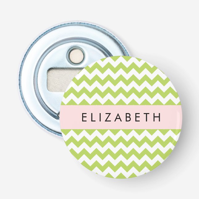 Décapsuleur Green Zigzag, Green Chevron, Votre Nom (Devant)