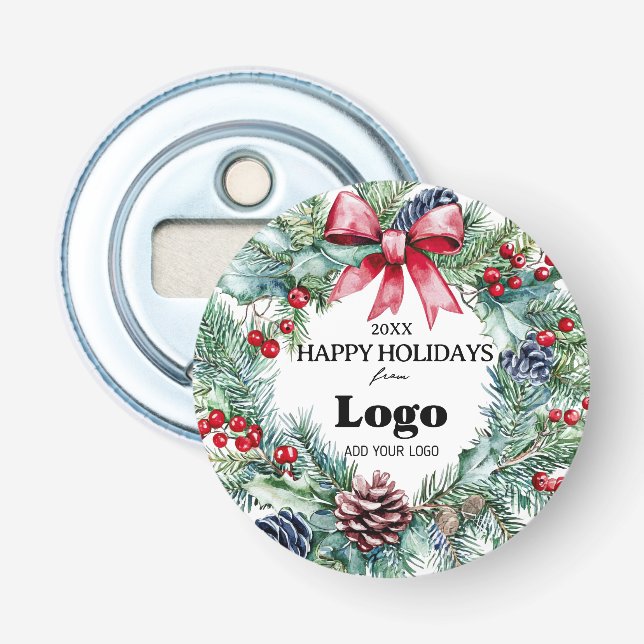 Décapsuleur Happy Holidays Wreath Bow Logo Gift For Custumers (Devant)