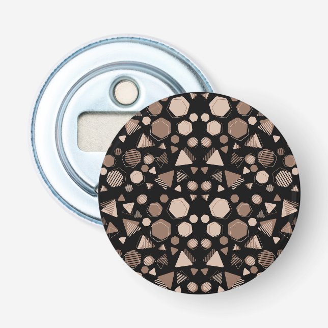 Décapsuleur Hexagon & Triangle rose & Brown sur Motif noir (Devant)