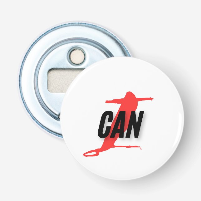 Décapsuleur "I Can" Dynamic Red & Black Empowerment Word Art (Devant)