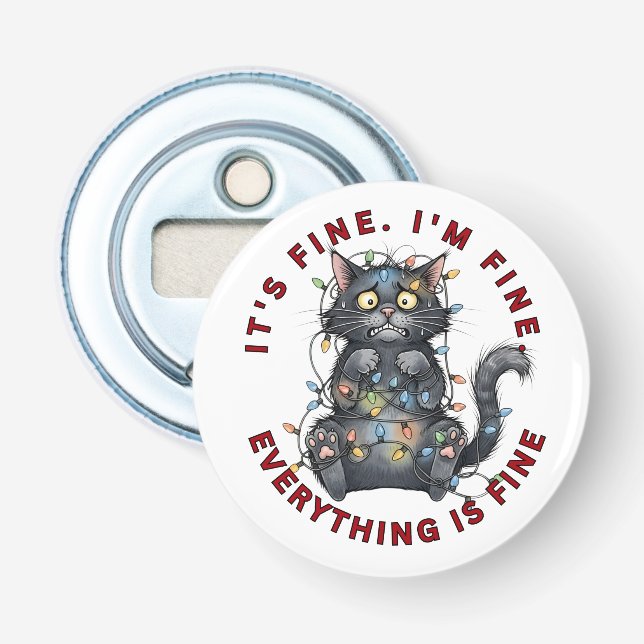 Décapsuleur I’m Fine Everything Is Fine Funny Christmas Cat (Devant)