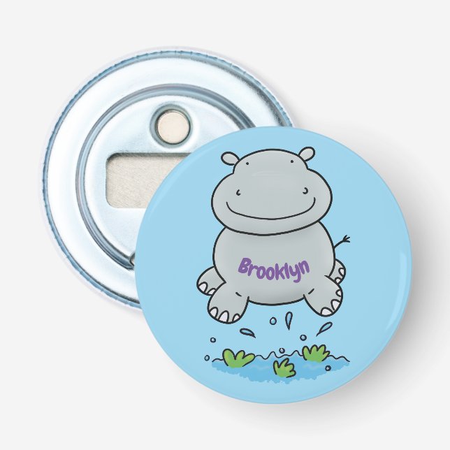 Décapsuleur Illustration de saut en hippo mignon (Devant)