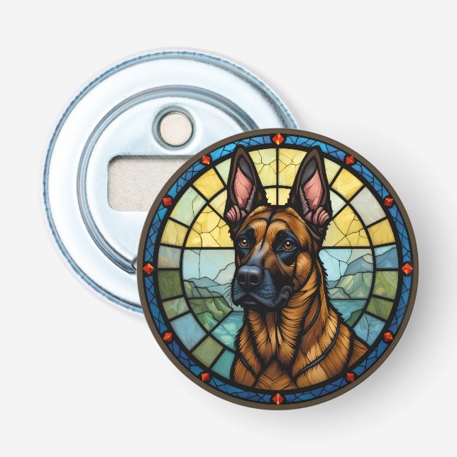 Décapsuleur Illustration de style Malinois belge en verre vern (Devant)
