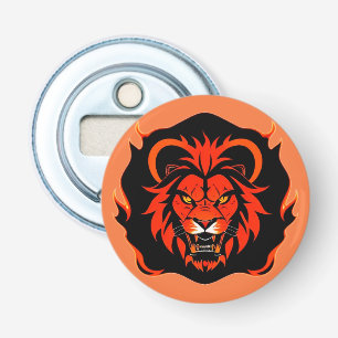 Décapsuleur Illustration de tête de lion enflammée
