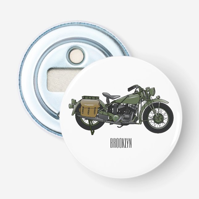 Décapsuleur Illustration d'une moto de croiseur militaire (Devant)