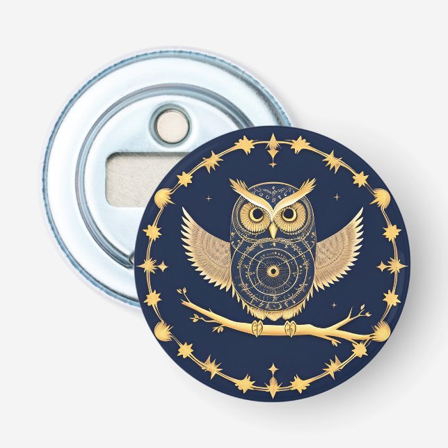 Décapsuleur Illustration élégante de hibou nocturne (Devant)