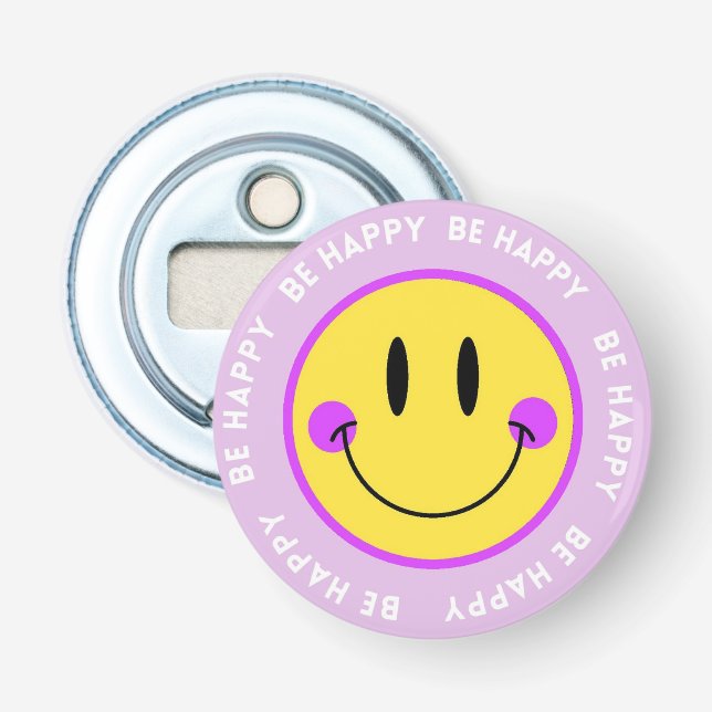 Décapsuleur Imán Abrebotellas con Diseño Carita "Be Happy" (Devant)