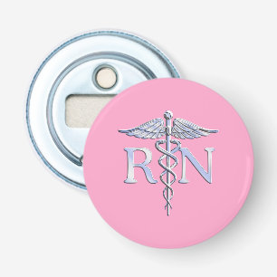 Décapsuleur Infirmière inscrite RN Caduceus sur Pastel Pink
