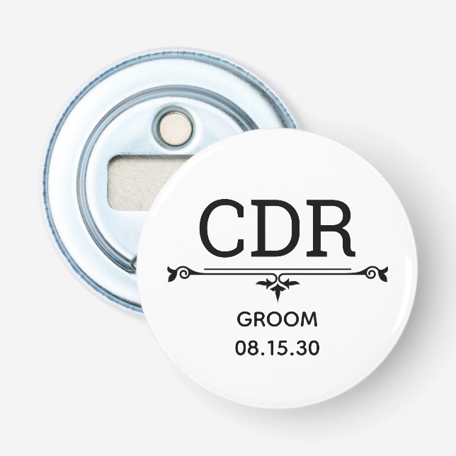 Décapsuleur Initiales du marié (Devant)