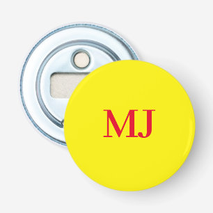 Décapsuleur Initiales en monogramme jaune simple et tendance
