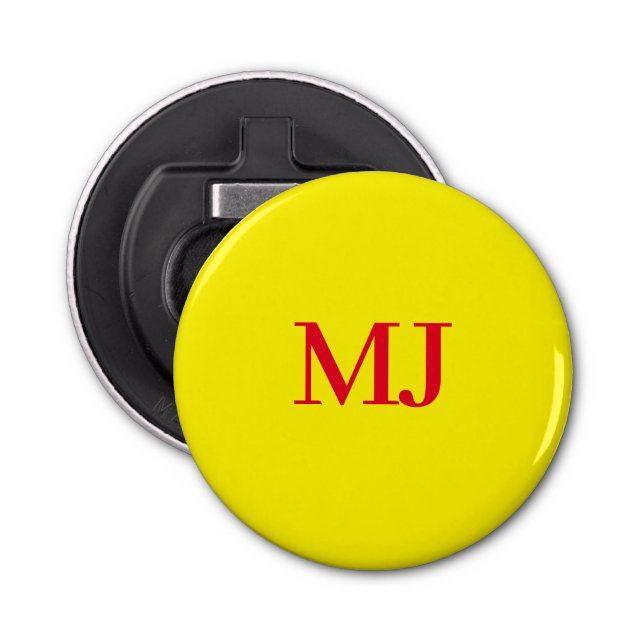 Décapsuleur Initiales en monogramme jaune simple et tendance (Devant)