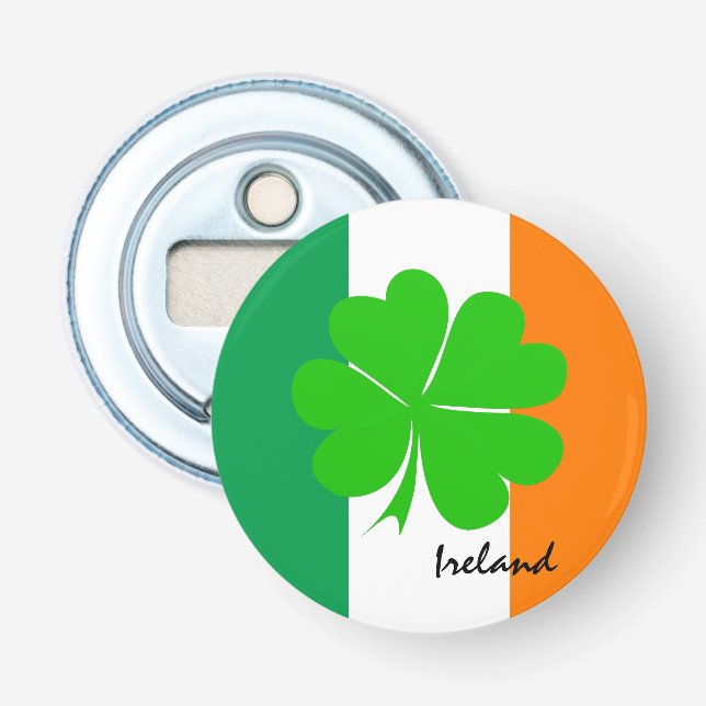 Décapsuleur Irlande & quatre feuilles de trèfle, drapeau irlan (Devant)