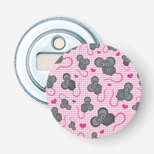 Décapsuleur J'aime mon motif de souris dans le rose