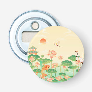 Décapsuleur Jardin Japonais Étang de Carpes Koï et Nymphéas Ar