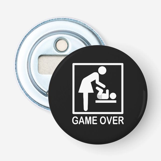 Décapsuleur Jeu au-dessus de pictogramme noir et blanc drôle (Devant)