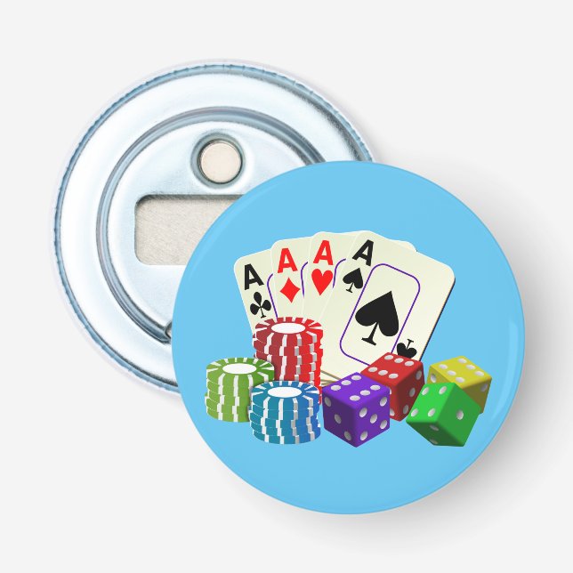 Décapsuleur Jeu Casino Dice Poker jetons Cartes art (Devant)