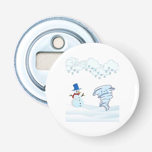 Décapsuleur Joli bonhomme de neige et vent d'hiver (Devant)