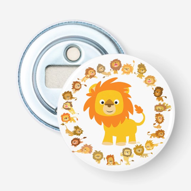 Décapsuleur Joli Cartoon Lion Mandala Button Ouverture de bout (Devant)