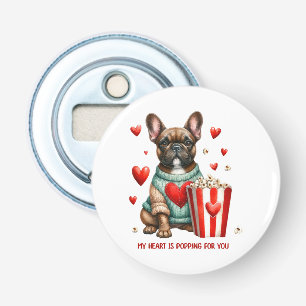 Décapsuleur Joli cœur de la Saint-Valentin de Bouledogue Franç