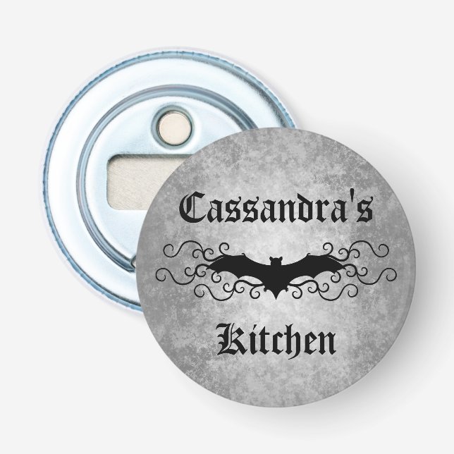 Décapsuleur Jolie chauve-souris gothique vampire avec ton nom (Devant)