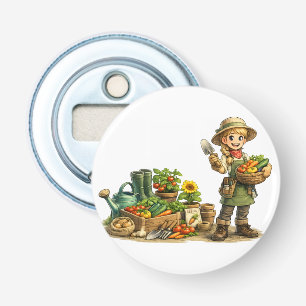Décapsuleur Jolie Fille Jardinière Récoltant des Légumes Art