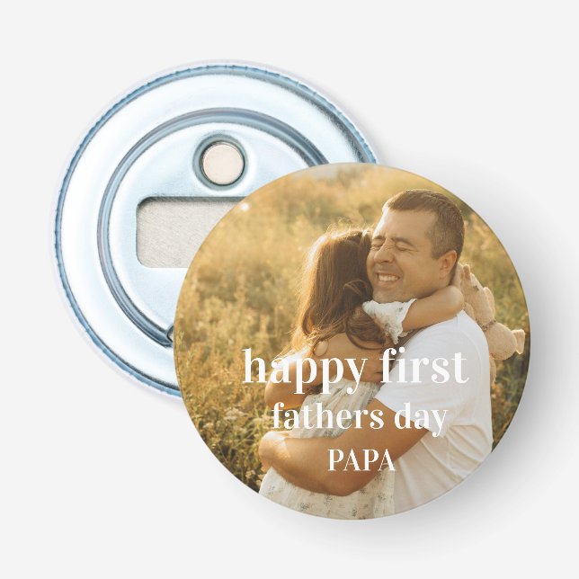 Décapsuleur Jolie photo heureux première fête des pères papa (Devant)
