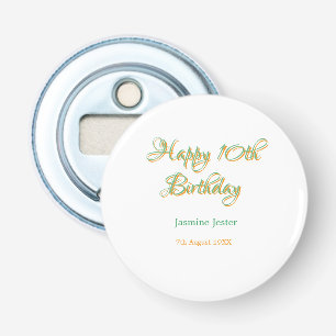 Décapsuleur joyeux 10e anniversaire orange vert nom date simpl
