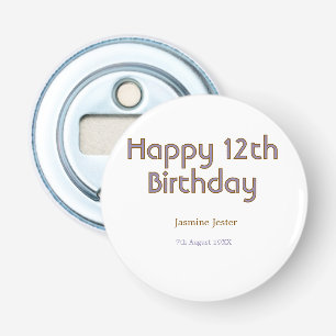 Décapsuleur joyeux 12ème anniversaire bleu doré nom date simpl