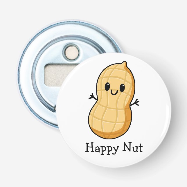 Décapsuleur Joyeux caricature de cacahuète Kawaii - Nut souria (Devant)
