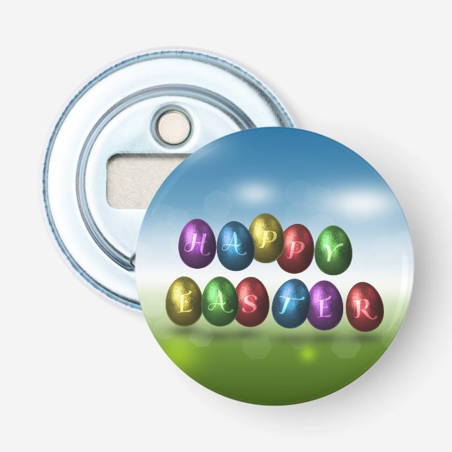 Décapsuleur Joyeux Oeufs de Pâques colorés (Devant)