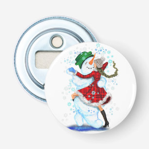 Décapsuleur Joyeux Snowman et Fille Dance Tango fête de Noël