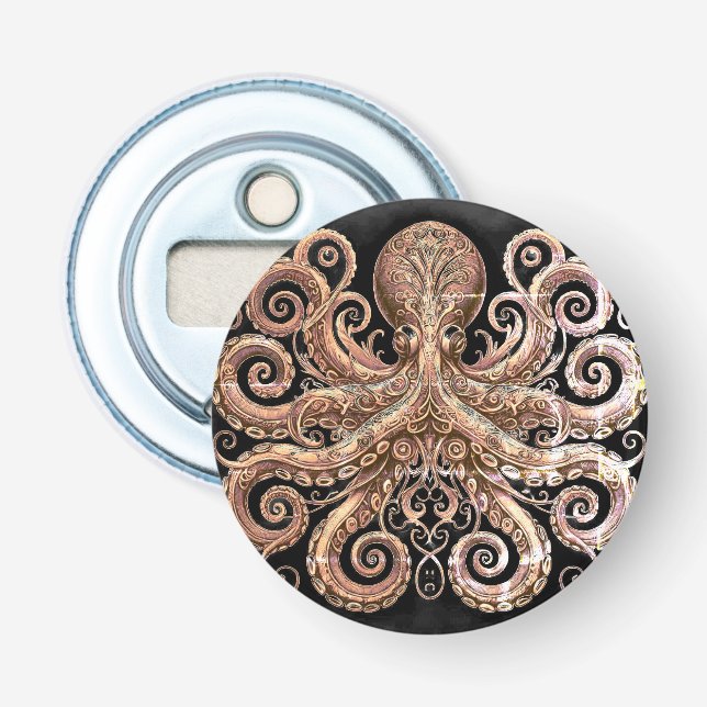 Décapsuleur Kraken Steampunk Octopus Ornate Gold Noir (Devant)