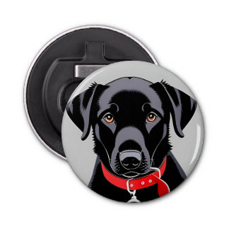 Décapsuleur Labrador noir avec collier rouge